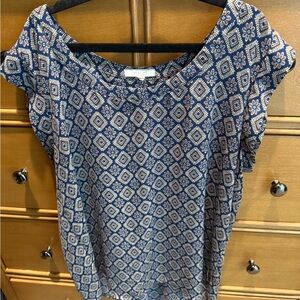 Pleione Blue Patterned Women's Top